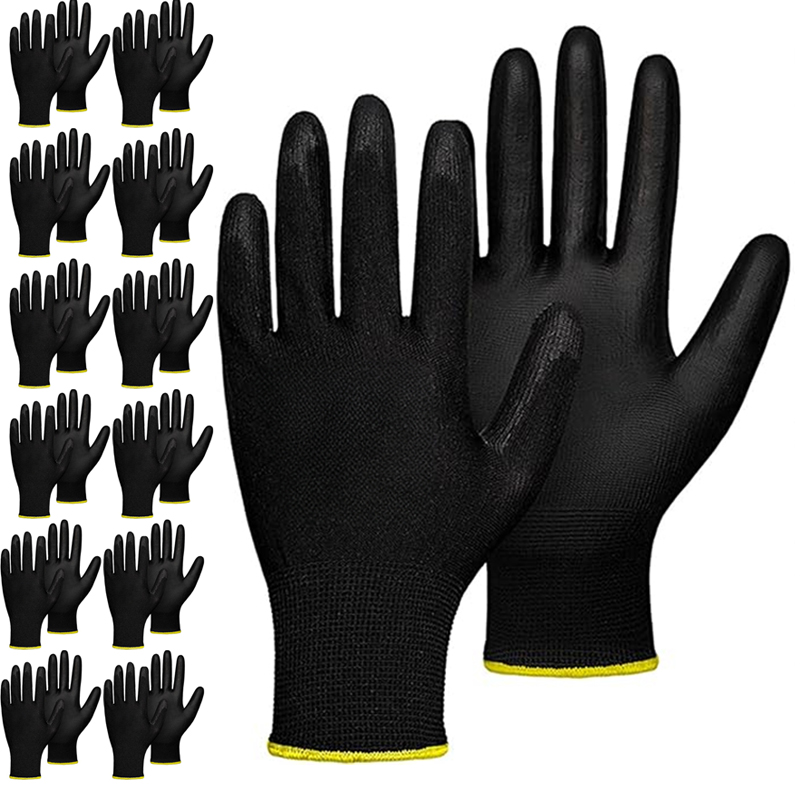 Woodworking Gloves - 5 Paar beschichtete Nylon-PU-Handschuhe, langlebige Handschuhe,