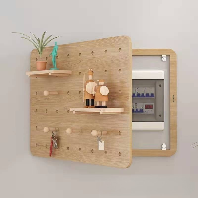 Woodworking Zone - Massivholz-Pegboard Elektrobox-Abdeckung Wanddekor Organizer-Regal für Heim-Schalttafel