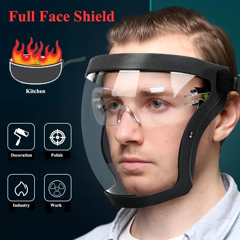 Woodworking Face Shield - Transparente Vollgesichts-Schutzmaske mit verstellbarer Schnalle –