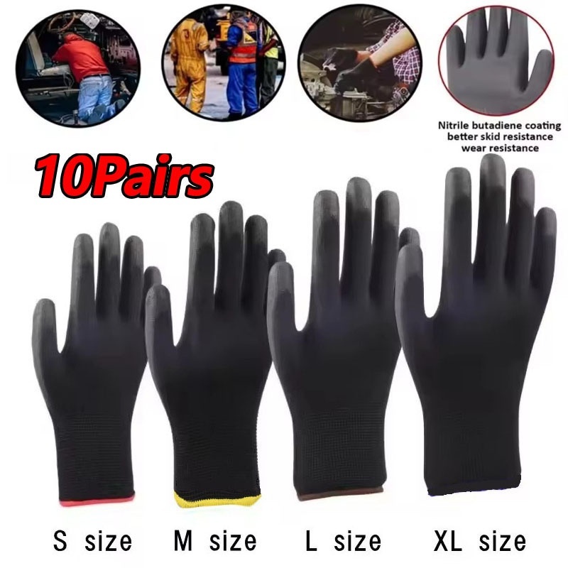 Woodworking Gloves - 10 Paar langlebige Arbeitshandschuhe aus Nylon,