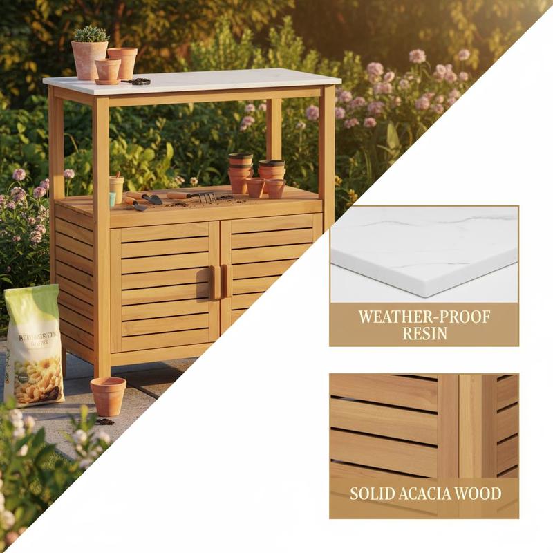 Outdoor-Pflanztisch aus Akazie – Workbench Woodworking Bewertung und Preis